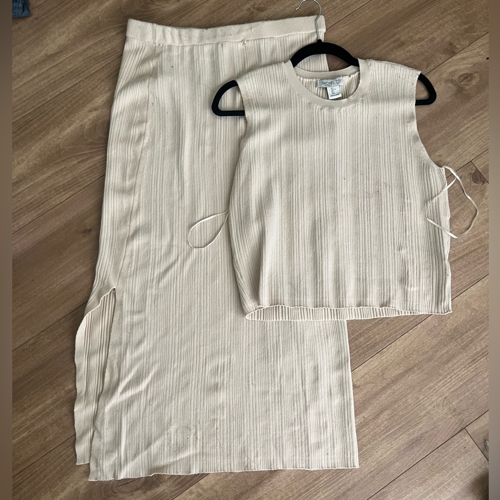 Rachel Zoe Beige Ribbed Knit Top